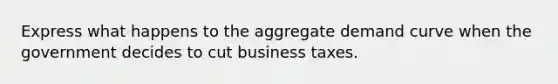 Express what happens to the aggregate demand curve when the government decides to cut business taxes.