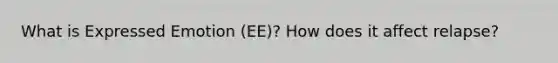 What is Expressed Emotion (EE)? How does it affect relapse?