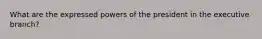 What are the expressed powers of the president in the executive branch?