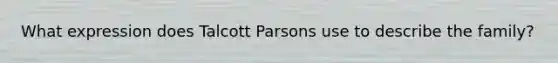 What expression does Talcott Parsons use to describe the family?