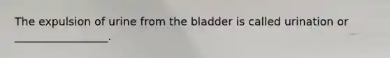 The expulsion of urine from the bladder is called urination or _________________.