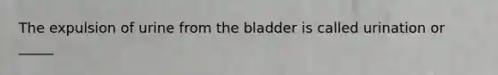 The expulsion of urine from the bladder is called urination or _____