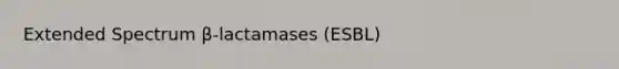 Extended Spectrum β-lactamases (ESBL)