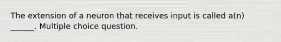 The extension of a neuron that receives input is called a(n) ______. Multiple choice question.