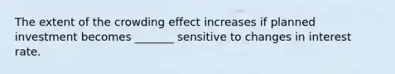 The extent of the crowding effect increases if planned investment becomes _______ sensitive to changes in interest rate.