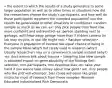 • the extent to which the results of a study generalize to some larger population as well as to other times or situations how did the researchers choose the study's participants, and how well do those participants represent the intended population? can the results be generalized to other situations or conditions? -random sample as much as we can -ex: only pick people from front row, more confident and extraverted -ex: person standing next to garbage, will throw away garage more than if hidden camera (in lab may recycle, in real life might not) • Random selection• Everyone in population of interest has equal chance of being in the sample Ideal (why?) but rarely used in research (why?) Usually researchers rely on a convenience sample instead (why?) -ex: dont wanna talk about trauma • Sampling bias How sample is obtained Impact on generalizability of the findings Self-selection, non-participants, non-response bias -ex: raise your hand if you wanna take survey about how good I am, only people who like prof will volunteer, bias cause will seem like great instructor most of research from these samples: Western Educated Industrialized Rich Democratic