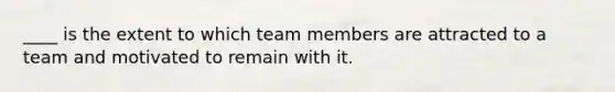 ____ is the extent to which team members are attracted to a team and motivated to remain with it.