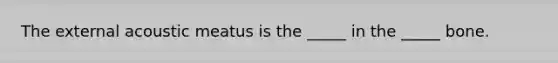 The external acoustic meatus is the _____ in the _____ bone.