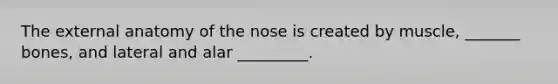 The external anatomy of the nose is created by muscle, _______ bones, and lateral and alar _________.