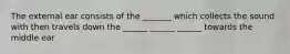 The external ear consists of the _______ which collects the sound with then travels down the ______ ______ ______ towards the middle ear