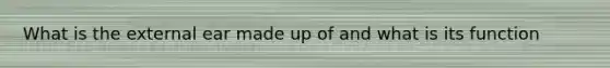 What is the external ear made up of and what is its function