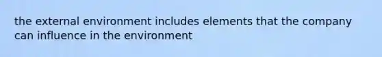 the external environment includes elements that the company can influence in the environment