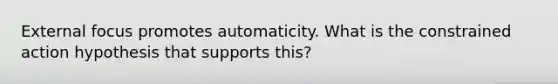 External focus promotes automaticity. What is the constrained action hypothesis that supports this?