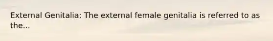 External Genitalia: The external female genitalia is referred to as the...