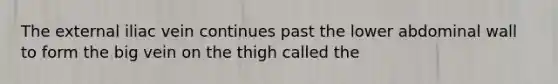 The external iliac vein continues past the lower abdominal wall to form the big vein on the thigh called the