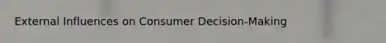 External Influences on Consumer Decision-Making