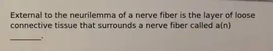 External to the neurilemma of a nerve fiber is the layer of loose connective tissue that surrounds a nerve fiber called a(n) ________.