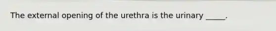 The external opening of the urethra is the urinary _____.