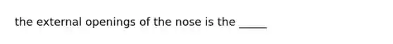 the external openings of the nose is the _____