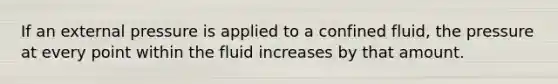 If an external pressure is applied to a confined fluid, the pressure at every point within the fluid increases by that amount.