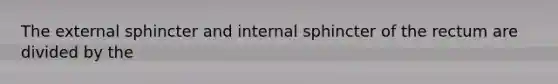 The external sphincter and internal sphincter of the rectum are divided by the