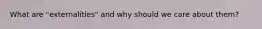 What are "externalities" and why should we care about them?