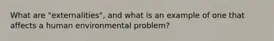 What are "externalities", and what is an example of one that affects a human environmental problem?