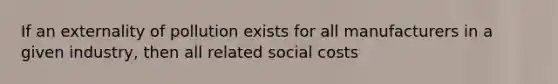 If an externality of pollution exists for all manufacturers in a given industry, then all related social costs