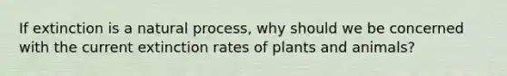 If extinction is a natural process, why should we be concerned with the current extinction rates of plants and animals?