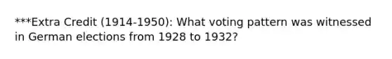 ***Extra Credit (1914-1950): What voting pattern was witnessed in German elections from 1928 to 1932?