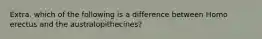 Extra. which of the following is a difference between Homo erectus and the australopithecines?