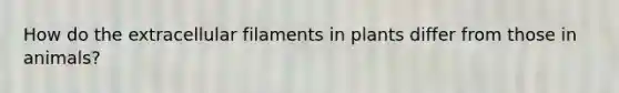 How do the extracellular filaments in plants differ from those in animals?
