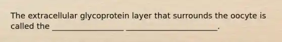 The extracellular glycoprotein layer that surrounds the oocyte is called the __________________ _______________________.