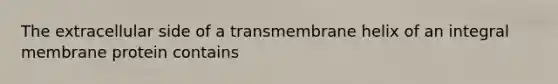 The extracellular side of a transmembrane helix of an integral membrane protein contains