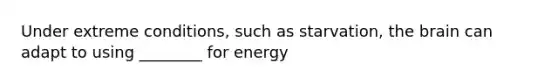 Under extreme conditions, such as starvation, the brain can adapt to using ________ for energy