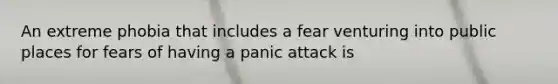 An extreme phobia that includes a fear venturing into public places for fears of having a panic attack is