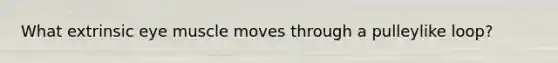 What extrinsic eye muscle moves through a pulleylike loop?