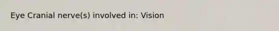 Eye Cranial nerve(s) involved in: Vision