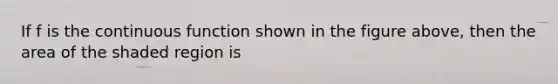 If f is the continuous function shown in the figure above, then the area of the shaded region is
