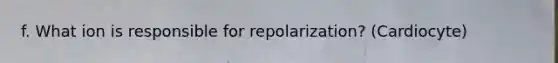 f. What ion is responsible for repolarization? (Cardiocyte)