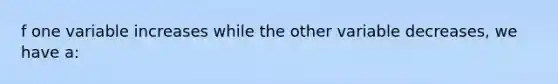 f one variable increases while the other variable decreases, we have a: