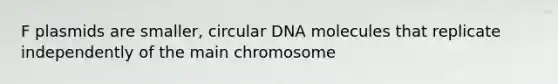 F plasmids are smaller, circular DNA molecules that replicate independently of the main chromosome