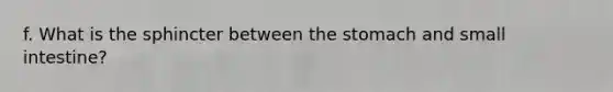 f. What is the sphincter between the stomach and small intestine?