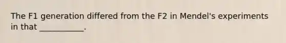 The F1 generation differed from the F2 in Mendel's experiments in that ___________.