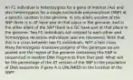 An F1 individual is heterozygous for a gene of interest (Aa) and also heterozygous for a single nucleotide polymorphism (SNP) at a specific location in the genome. In one allelic version of the SNP there is in AT base pair at that place in the genome, and in the other allele of the SNP there is a GC base pair at that place in the genome. Two F1 individuals are crossed to each other and homozygous recessive individuals (aa) are recovered. Note that this is a cross between two F1 individuals, NOT a test cross. Many homozygous recessive progeny of the genotype aa are pooled and the region of the genome containing this SNP is sequenced in random DNA fragments from that pool. What will be the percentage of the AT version of the SNP in the population of DNA sequences if gene A is UNLINKED to the location of the SNP?