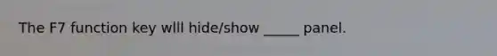 The F7 function key wlll hide/show _____ panel.