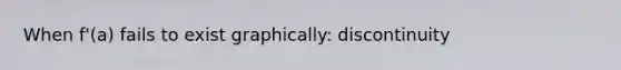 When f'(a) fails to exist graphically: discontinuity