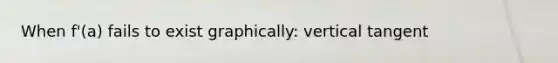 When f'(a) fails to exist graphically: vertical tangent