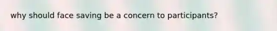 why should face saving be a concern to participants?