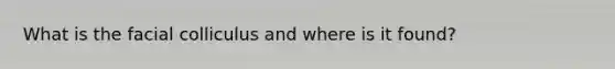 What is the facial colliculus and where is it found?